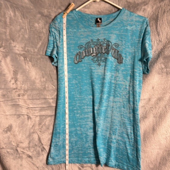 Y2K‎ style cowgirl up burnout t shirt XXL blue - Picture 4 of 6